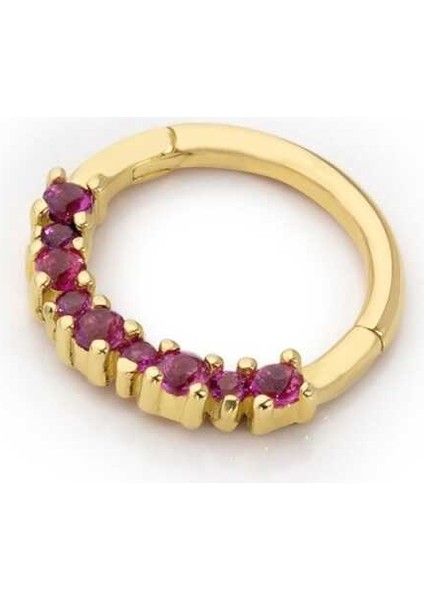 Büyük Küçük Kırmızı Taşlı Helix Piercing