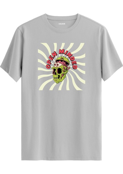 Open Minded Kuru Kafa Baskılı %100 Pamuk Sokak Modası Tişört