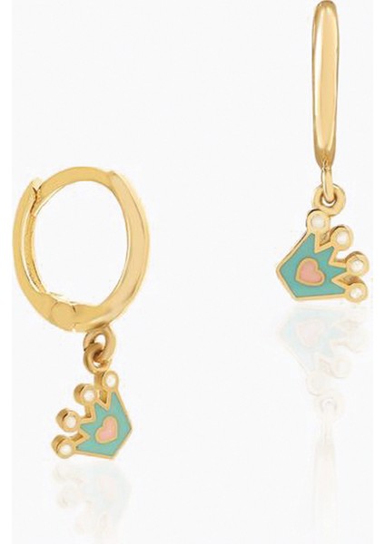 Mineli Taç Halka Sallantılı Çocuk Küpesi