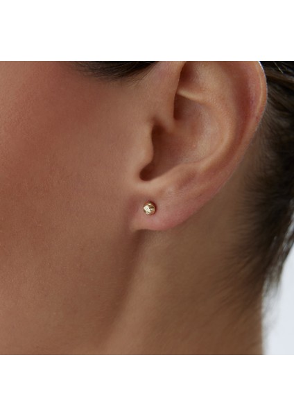 Yan Çizgili Top Küpe