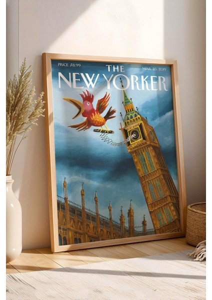 The New Yorker Çerçeveli Tablo March 25 2019 - Big Ben Guguklu Saat Tablosu