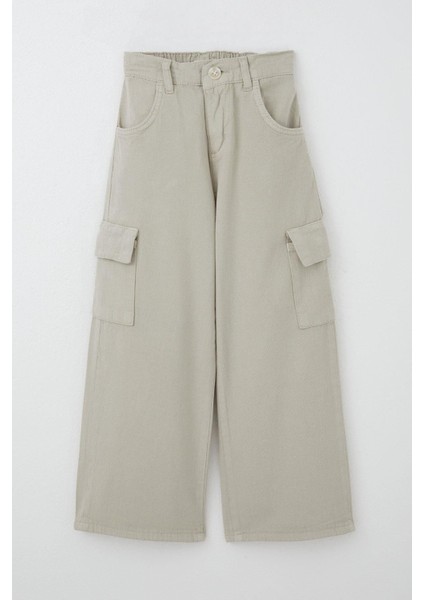 Kız Çocuk Gabardin Pantolon Kargo Cep Detaylı 5-14 Yaş, Taş fırsatları
