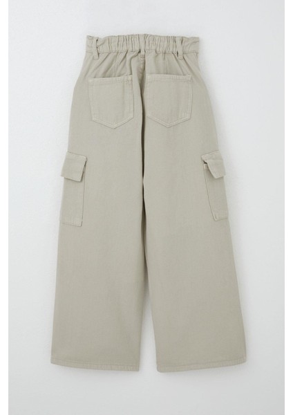 Kız Çocuk Gabardin Pantolon Kargo Cep Detaylı 5-14 Yaş, Taş indirimleri