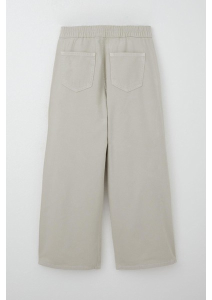 Kız Çocuk Gabardin Pantolon Geniş Paça Beli Lastikli 5-9 Yaş, Taş indirimleri