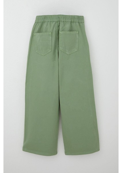 Kız Çocuk Gabardin Pantolon Geniş Paça Beli Lastikli 5-9 Yaş, Mint Yeşili modelleri