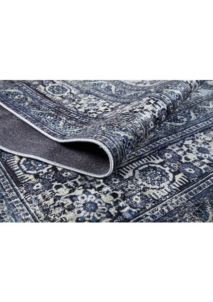 Bhubaneshwar Lacivert Göbekli Etnik Modern Desenli Makinada Yıkanabilir Hav Toz Vermez Leke Tutmayan Kaymaz Taban Dijital Makine Baskı Salon Yolluk Mutfak Halı fırsatları