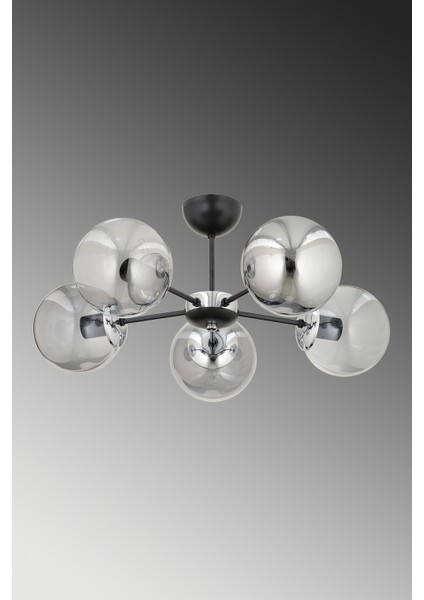 ESSLİGHT GÜNEŞ 5 Lİ PLAFONYER AVİZE FÜME GLOB CAMLI MODERN DEKORATİF AYDINLATMA modelleri
