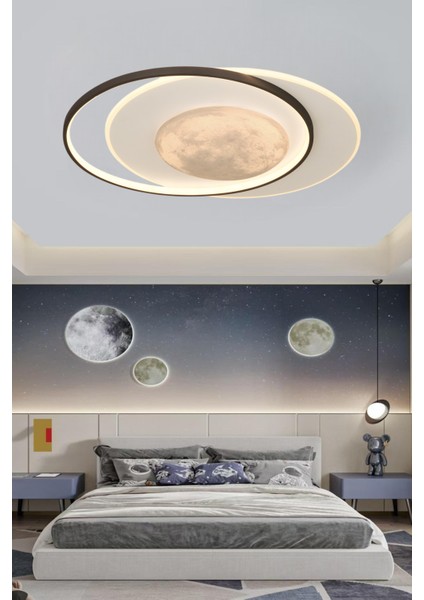 ESSLİGHT DOLUNAY 50 CM PLAFONYER LED AVİZE 3 RENK IŞIK MODLU (BEYAZ SARI GÜN IŞIĞI) MODERN DEKORATİF AYDINLATMA