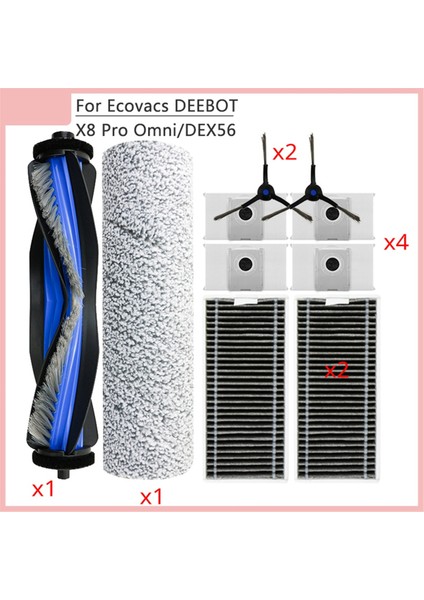 Ecovacs Deebot X8 Pro Omni DEX56 Elektrikli Süpürge Ana Fırça Yan Fırça Hepa Filtre Silindiri Bez Aksesuarları (Yurt Dışından)