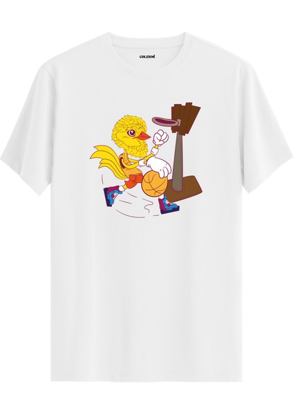 Basketbol Kuş Karakter Baskılı %100 Pamuk Spor Sokak Modası Tişört