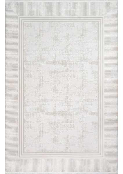 Above Krem Çerçeveli Etnik Modern Desenli Akrilik Hav Vermeyen Leke Tutmayan Kolay Temizlenen Yumuşak Makine Salon Yolluk Mutfak Halı