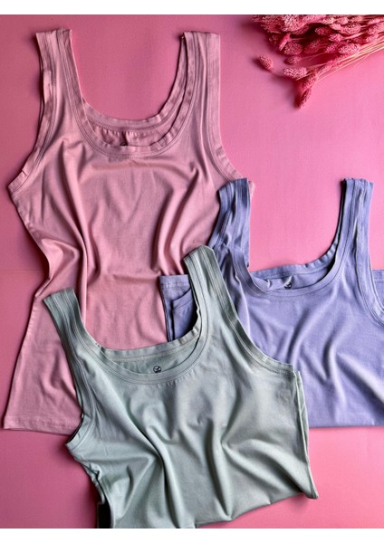 Zera Liss Modal | 4'lü, Yeşil, Pembe, Mavi ve Siyah, Kalın Askılı Extra Biyeli Kadın T-Shirt Atlet fiyatları