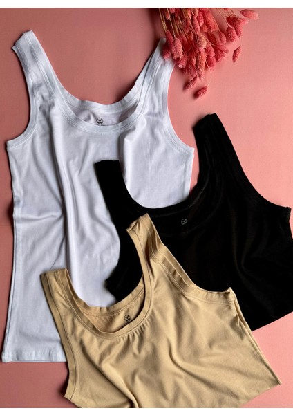 Zera Liss Modal | 4'lü, Yeşil, Pembe, Mavi ve Siyah, Kalın Askılı Extra Biyeli Kadın T-Shirt Atlet indirimleri