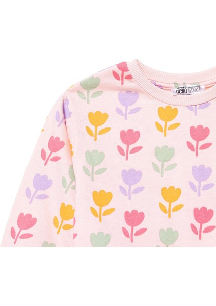 Kız Bebek Eşofman Takımı Bisiklet Yaka Uzun Kol Lastikli Paça modelleri