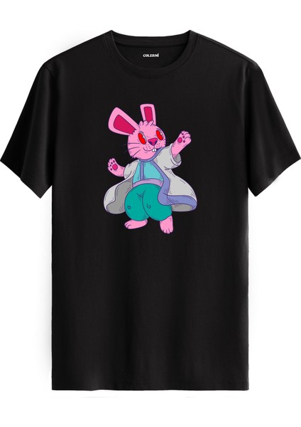 Tavşan Karakter Baskılı %100 Pamuk Eğlenceli Sokak Modası Unisex Tişört