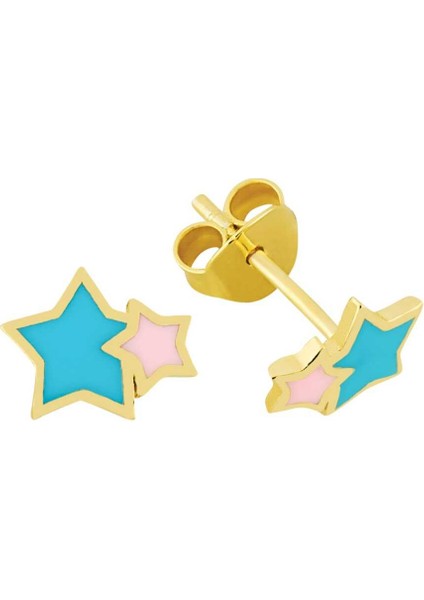 Ikili Yıldız Çocuk Küpesi