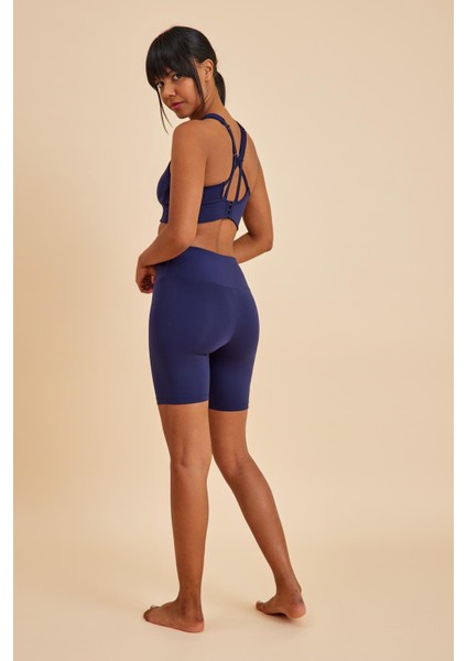 Sportive Lacivert Yüksek Bel Toparlayıcı Kısa Şort Spor Taytı fırsatları