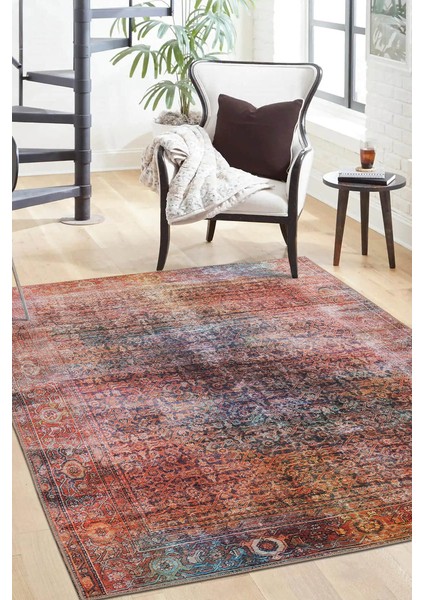 Oxford Klasik Turuncu Polyester Dikdörtgen Modern Desenli Pamuk Makinada Yıkanabilir Hav Toz Vermez Leke Tutmayan Kaymaz Taban Dijital Makine Baskı Salon Yolluk Mutfak Halı fiyatları