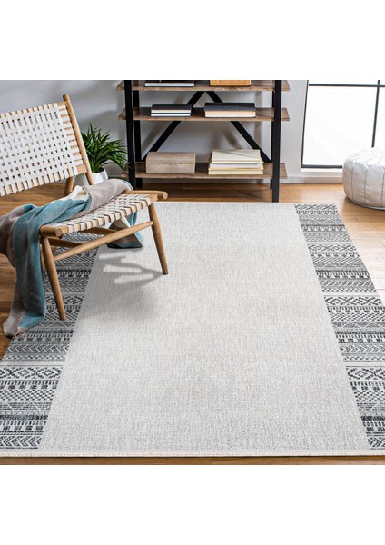 Çerçeveli Gri Pamuk Dikdörtgen Modern Desenli Pamuk Makinada Yıkanabilir Hav Toz Vermez Leke Tutmayan Kaymaz Taban Dijital Makine Baskı Salon Yolluk Mutfak Halı fırsatları