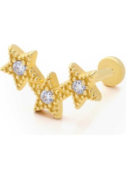 Üç Yıldız Model Taşlı Tragus Piercing