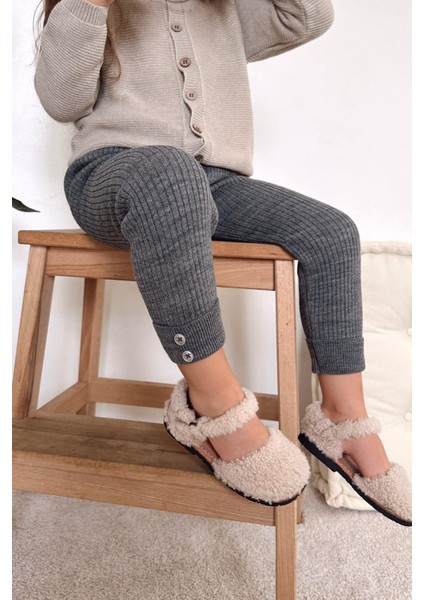 Örme Kumaş Fitilli Düğme Detaylı Duble Paça Unisex Çocuk Taytı fiyatları