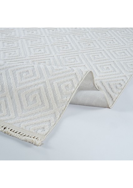 Beyaz Geometrik Etnik Modern Desenli Hav Vermeyen Leke Tutmayan Kolay Temizlenen Yumuşak Makine Salon Yolluk Mutfak Halı modelleri