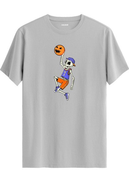 Basketbol Iskelet Tasarımlı Eğlenceli Streetwear %100 Pamuk Premium Kumaş T-Shirt