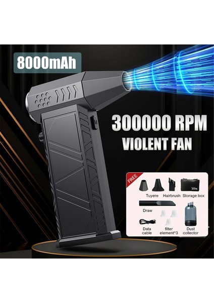 Turbo Jet Blower 300000RPM Güçlü Hava Üfleyici Fırçasız Motor Turbo Fan 8000MAH Souffleur Hava Puissant Araba Üfleyici (Yurt Dışından) fiyatları