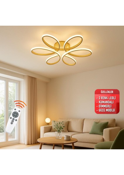 Luxor 60 cm 3 Renk,kumandalı Salon,Oturma Odası,Yatak Odası için Plafonyer Avize