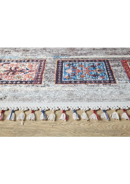 Kozieglowy Gri Göbekli Etnik Modern Desenli Makinada Yıkanabilir Hav Toz Vermez Leke Tutmayan Kaymaz Taban Dijital Makine Baskı Salon Yolluk Mutfak Halı modelleri