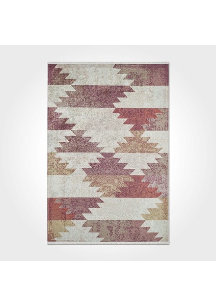 Jacqueline Geometrik Krem Pamuk Dikdörtgen Modern Desenli Pamuk Makinada Yıkanabilir Hav Toz Vermez Leke Tutmayan Kaymaz Taban Dijital Makine Baskı Salon Yolluk Mutfak Halı