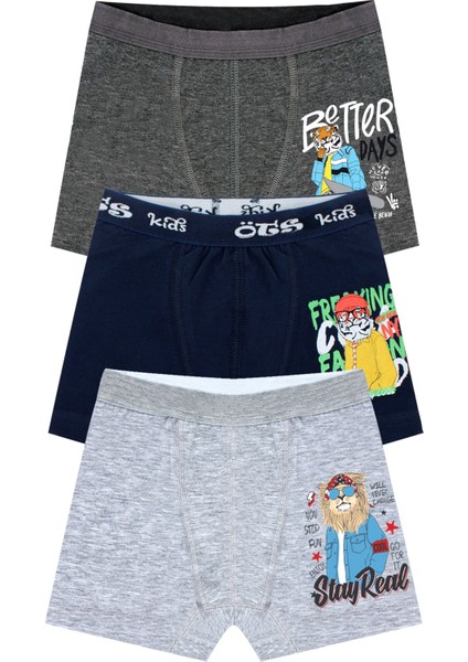Erkek Çocuk Boxer 3'lü Baskılı (%96 Pamuk - %4 Elastan)
