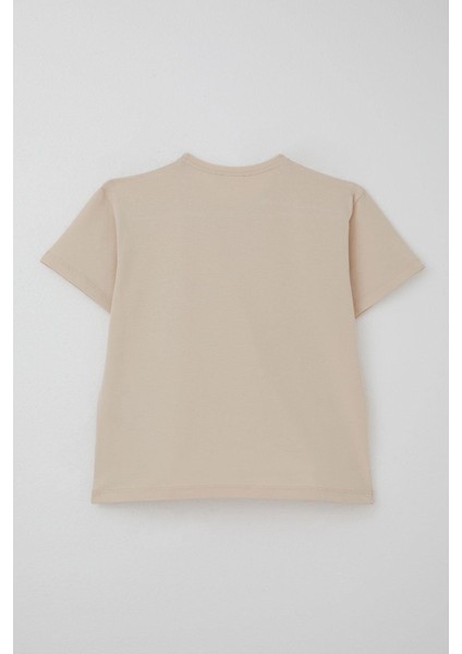 Kız Çocuk Şortlu Takım Örgü Çiçek Işlemeli 6-12 Yaş, Bej indirimleri