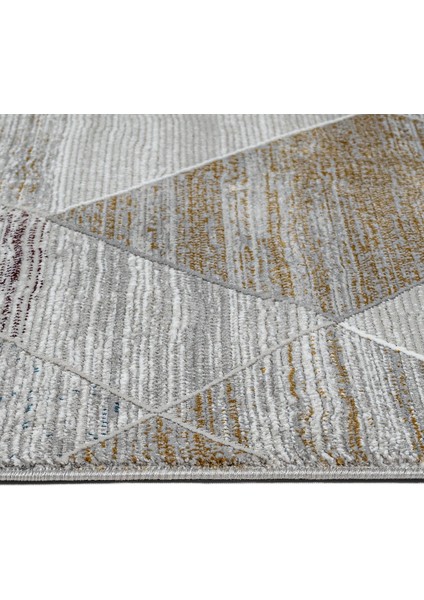 Melvin Geometrik Gri Polyester Dikdörtgen Modern Desenli Akrilik Hav Vermeyen Leke Tutmayan Kolay Temizlenen Yumuşak Makine Salon Yolluk Mutfak Halı
