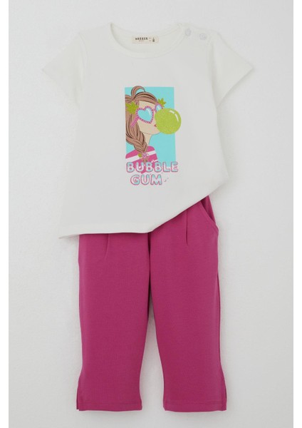 Kız Çocuk Taytlı Takım Sakız Kraliçesi Kız Baskılı 1.5-5 Yaş, Ekru fiyatları