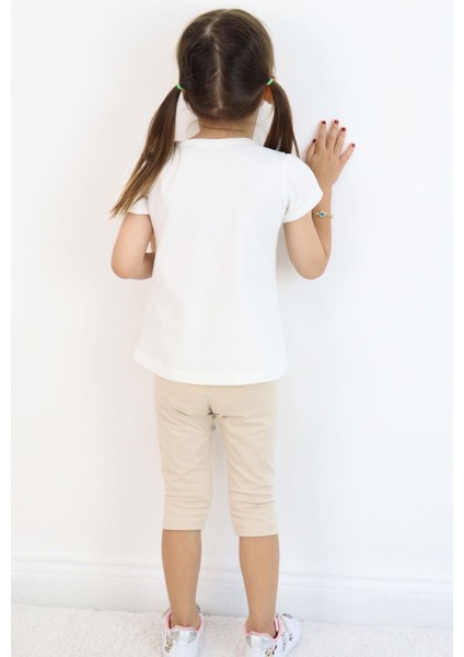 Kız Çocuk Kapri Taytlı Takım Anne Sevgisi Temalı Çiçek Baskılı 1.5-5 Yaş, Ekru fırsatları