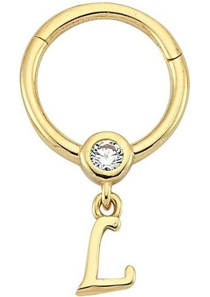 Taşlı L Harfi Sallantılı Helix Piercing
