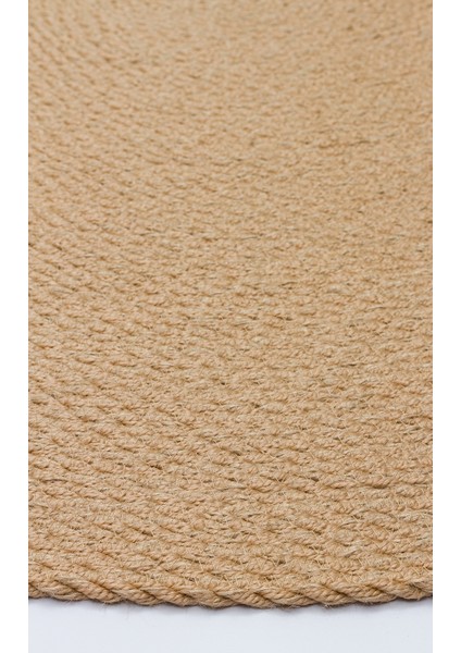 Bej Düz Etnik Modern Desenli Pamuk Jüt Halı modelleri