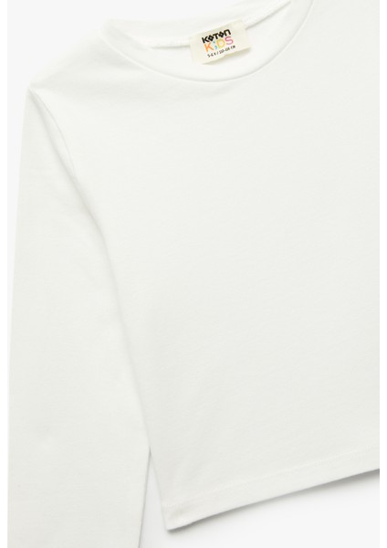 Pamuklu Bisiklet Yaka Uzun Kollu Basic Crop Tişört modelleri