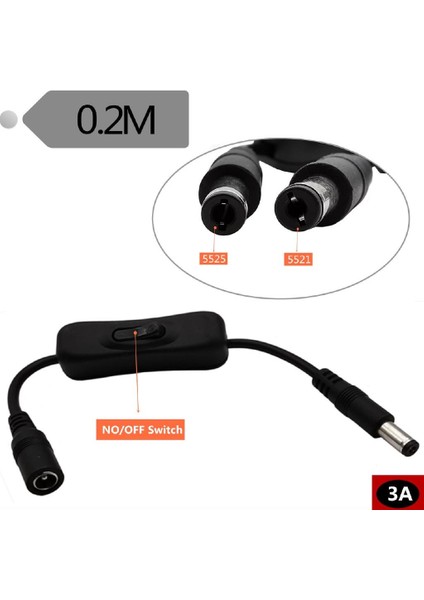 5.5x2.5 mm On/off Anahtarlı Adaptör Uzatma Kablosu 20 cm - 5 Adet fiyatları
