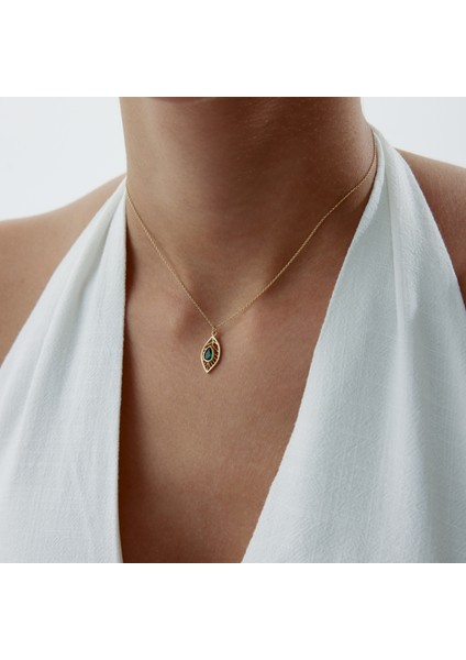 Yeşil Damla Taş Yaprak Kolye fiyatları