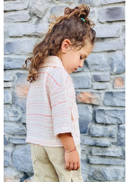 Kız Çocuk Kemer Boy Gömlek Fakir Kol Cepli 5-14 Yaş, Ekru modelleri