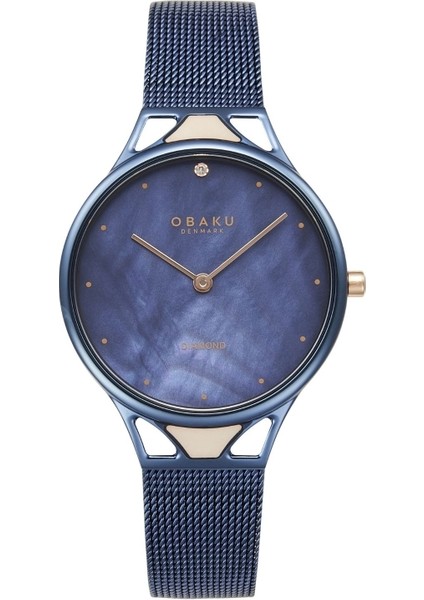 V302LXLLML Quartz Çelik Hasır Lacivert Safir Cam 32 mm Kadın Kol Saati