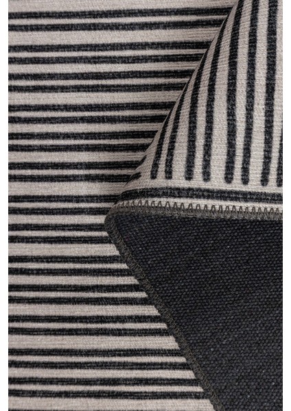 Oludeniz Geometrik Siyah Polyester Dikdörtgen Modern Desenli Pamuk Makinada Yıkanabilir Hav Toz Vermez Leke Tutmayan Kaymaz Taban Dijital Makine Baskı Salon Yolluk Mutfak Halı fırsatları