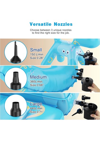 Şişme Ürünler Için Elektrikli Hava Pompası Taşınabilir Hızlı Doldurma Hava Pompası 3 Nozullu Şişirme ve Söndürme Pompaları Açık Hava Için Ab Fişi (Yurt Dışından) modelleri