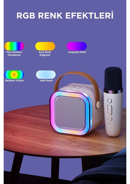 Kablosuz Rgb Işıklı Taşınabilir Karaoke Hoparlör ve Mikrofon Seti modelleri