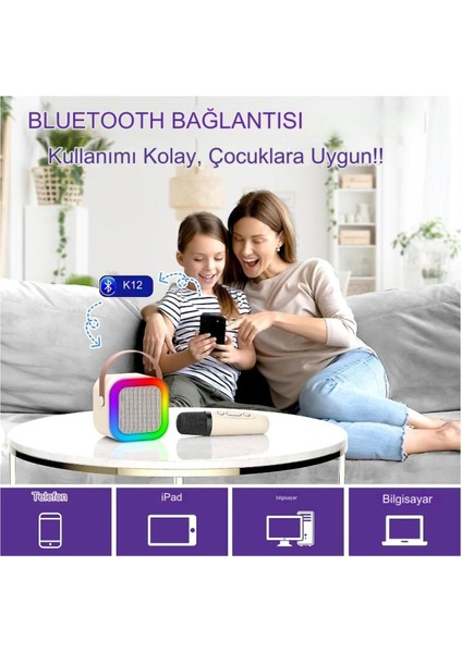 Kablosuz Rgb Işıklı Taşınabilir Karaoke Hoparlör ve Mikrofon Seti fırsatları