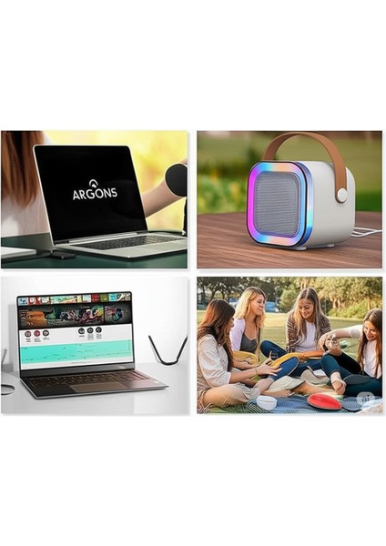 Kablosuz Rgb Işıklı Taşınabilir Karaoke Hoparlör ve Mikrofon Seti indirimleri