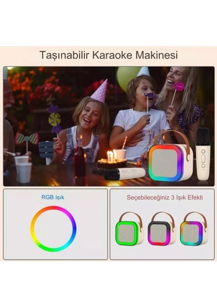 Kablosuz Rgb Işıklı Taşınabilir Karaoke Hoparlör ve Mikrofon Seti