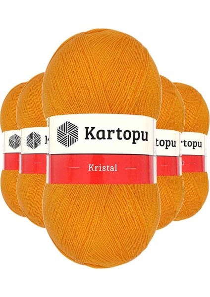5 Adet Kristal Çift Katlı El Örgü Lif Ipi Portakal K312
